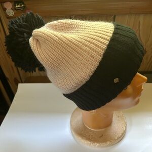 Kate Spade Pink and Black Knit Hat with Pom Pom